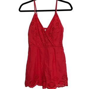 Japna Coral Eyelet Romper Size XS 100%‎ Cotton New